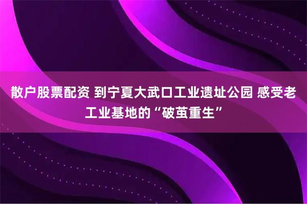 散户股票配资 到宁夏大武口工业遗址公园 感受老工业基地的“破茧重生”